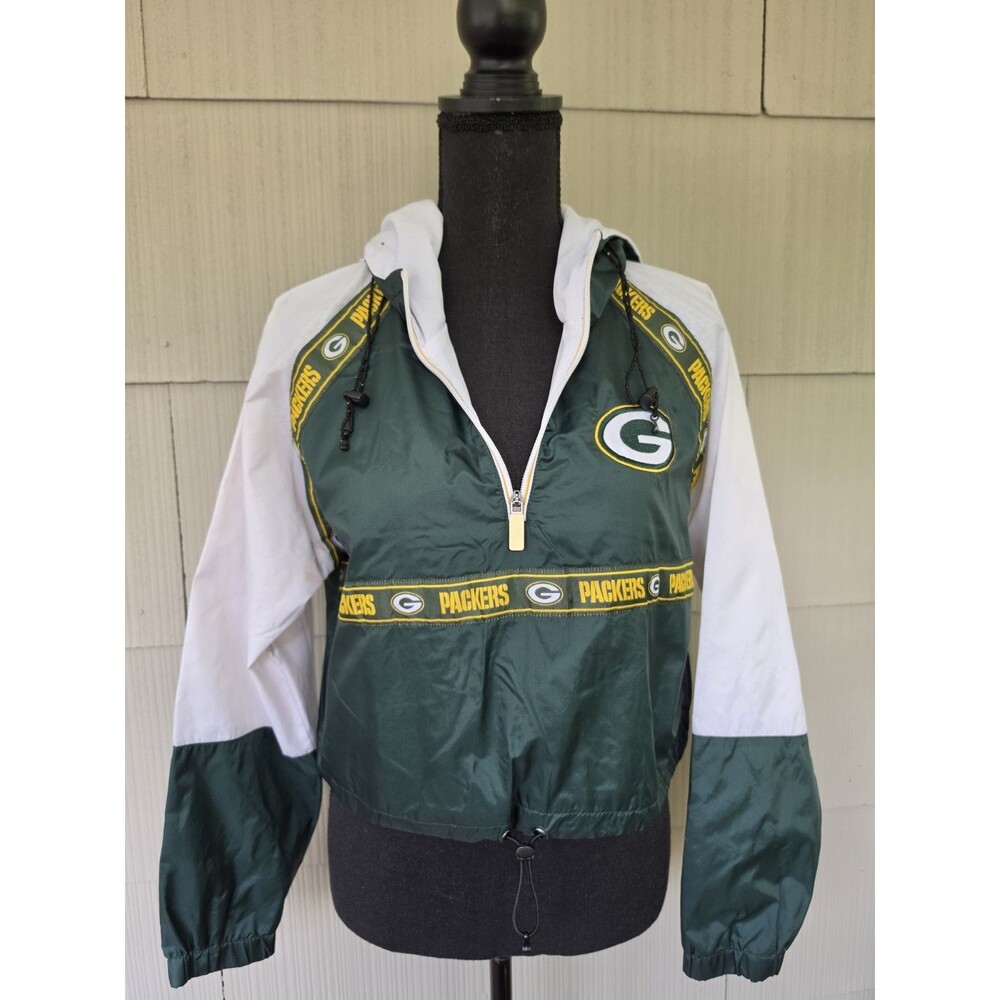 Green Bay Packers Women’s Jacket Cropped Hoodie Windbreaker NFL Size S  READ